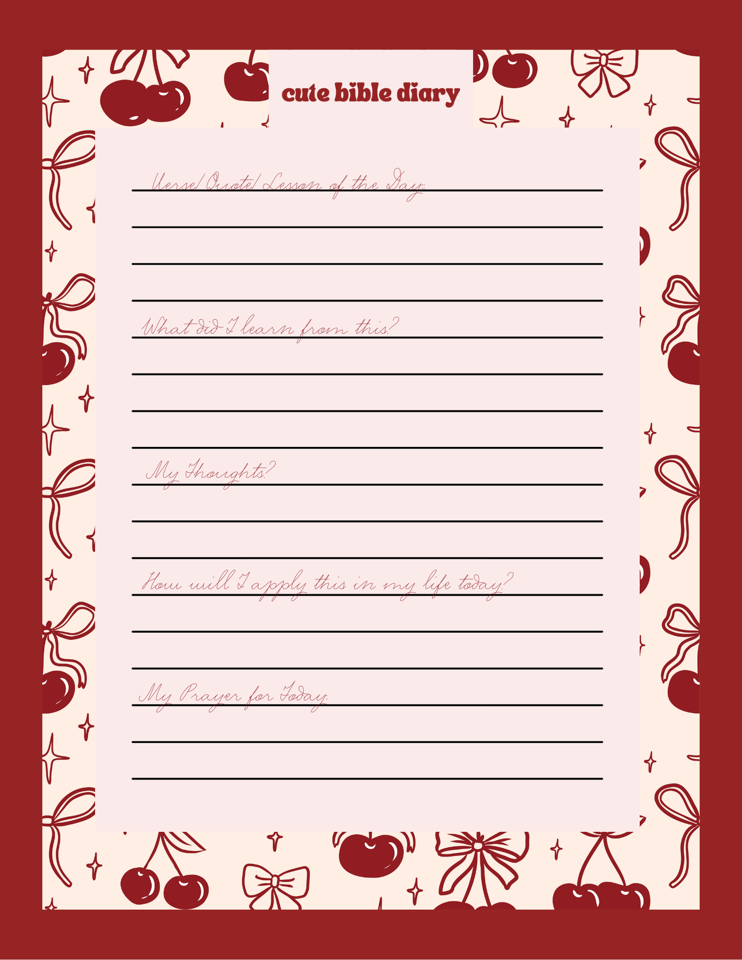 “Daily Bread Diary” Daily Bible Study Planner – Printable & Aesthetic Quiet Time Journal
