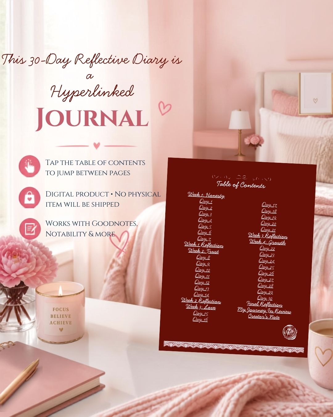 Dear God, It's Me: 30-Day Reflective Diary Dark Cherry Version - Original