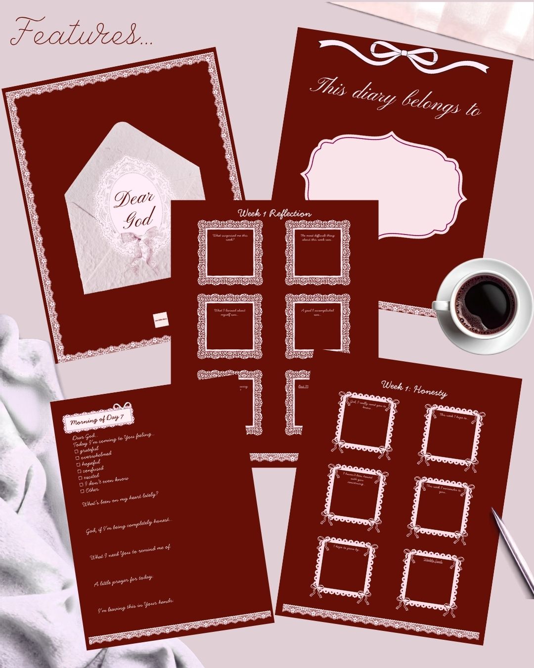 Dear God, It's Me: 30-Day Reflective Diary Dark Cherry Version - Original
