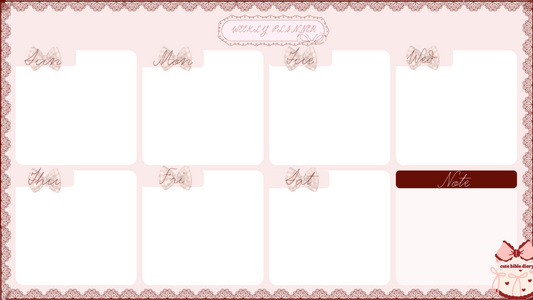 Pink planner sticker with text and decorative elements on a pink background